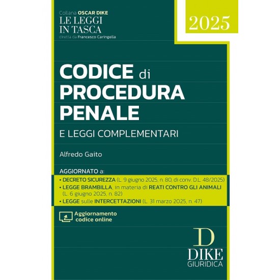 Codice di Procedura Penale e Leggi Complementari Pocket 2025