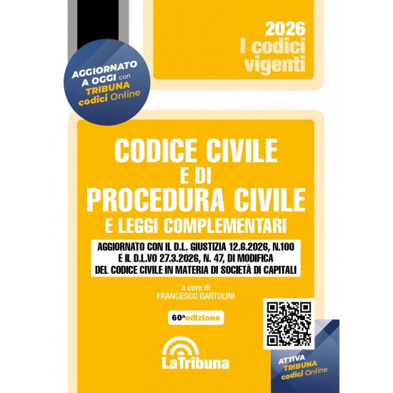 Codice civile e di procedura civile VIGENTI 2/2026