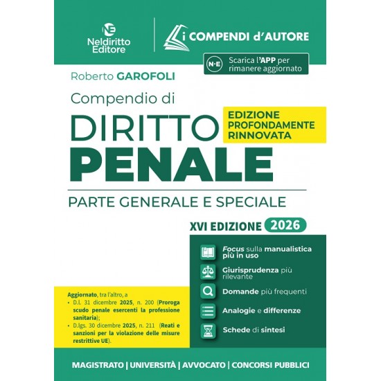 Compendio di Diritto Penale - Parte generale e speciale NEL DIRITTO 2026