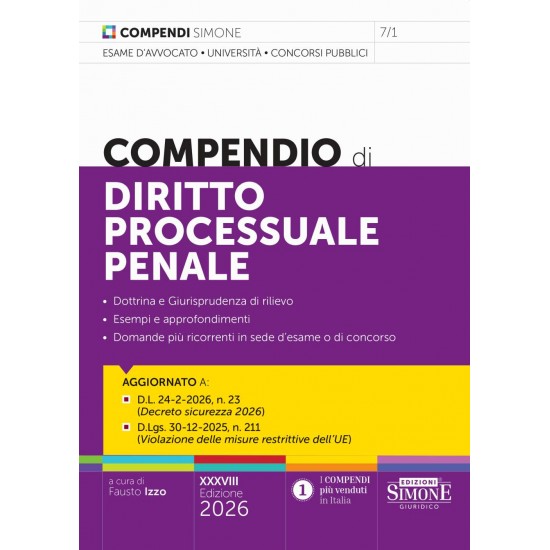 Compendio di Diritto Processuale Penale SIMONE 2026